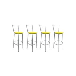 Kit 4 Banquetas Alta Prata Cozinha Gourmet Americana Balcão:amarelo - 1