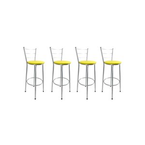 Kit 4 Banquetas Alta Prata Cozinha Gourmet Americana Balcão:amarelo
