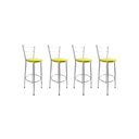 Ver imagem 1 de Kit 4 Banquetas Alta Prata Cozinha Gourmet Americana Balcão:amarelo