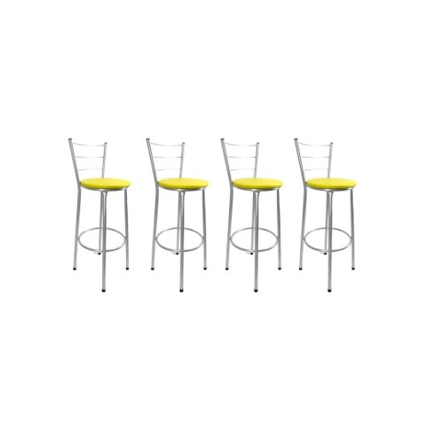 Kit 4 Banquetas Alta Prata Cozinha Gourmet Americana Balcão:amarelo