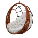 Ver imagem 1 de Balanço Ninho Suspenso Corda Náutica Ocre Almofada Impermeável Branco com Mola e Mosquetão