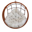 Ver imagem 5 de Balanço Ninho Suspenso Corda Náutica Ocre Almofada Impermeável Branco com Mola e Mosquetão