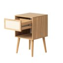 Ver imagem 4 de Mesa de Cabeceira Ivvie 1 Gaveta Tauari/dourado - Telinha Rattan