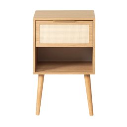 Mesa de Cabeceira Ivvie 1 Gaveta Tauari/dourado - Telinha Rattan - 3