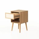 Ver imagem 1 de Mesa de Cabeceira Ivvie 1 Gaveta Tauari/dourado - Telinha Rattan