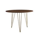 Ver imagem 2 de Mesa Sala e Jantar Redonda 90cm Amêndoa Clips 3 Pés Base Dourada