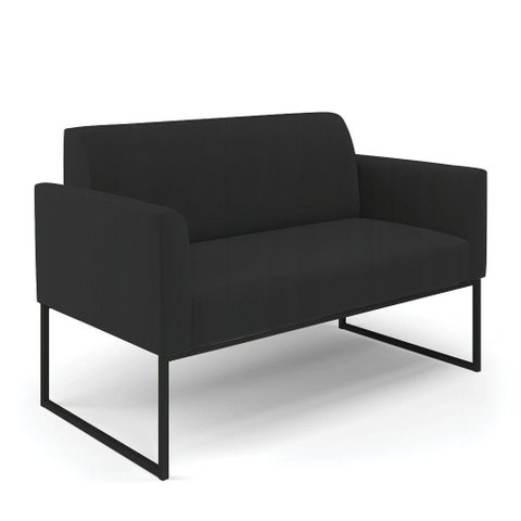 Sofá Namoradeira Base Industrial Preto Marisa Veludo D03 - D\'rossi Cor Preto