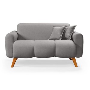 Namoradeira Dallas Confortavel Moderna em Linho Pes em Madeira: Cinza