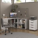 Ver imagem 2 de Mesa Escrivaninha em L Eron e Gaveteiro com Rodízios Mity A06 Branco - Mpozenato