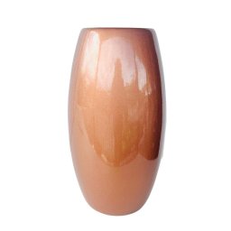 Vaso médio na cor cobre de cerâmica liso centro de mesa - 1