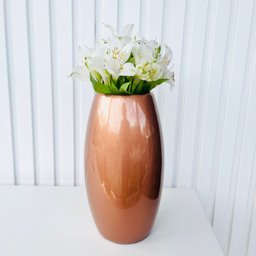 Vaso médio na cor cobre de cerâmica liso centro de mesa - 3