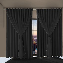 Cortina Blecaute para Quarto e Sala Bia 5,50 X 2,60 Preto - 4