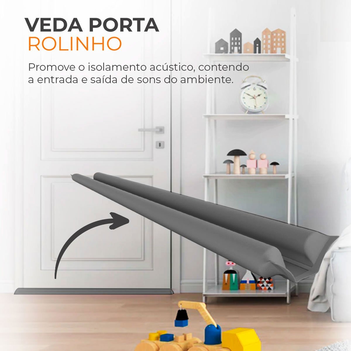 Veda Porta Rolinho 90cm Ajustável em Couro Sintético e Espuma Comfort Door Chumbo - 4