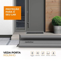 Veda Porta Rolinho 90cm Ajustável em Couro Sintético e Espuma Comfort Door Chumbo - 2