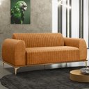 Ver mais imagens de Kit Sofá 3 Lugares 210cm com 02 Poltronas Molino Base Castanho Pés D'ouro D02 Couríssimo Whisky B
