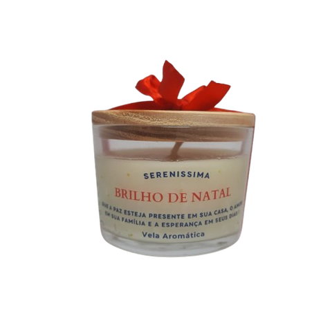 Vela Aromática Decorativa Brilho de Natal com Pavio de Algodão e Cera de Coco 120GR Essência Premium