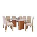 Ver imagem 1 de Mesa de Jantar Tampo de Vidro Off White Ester 2,10 com e 8 Cadeiras Juliana Cinamomo/madeira/nude