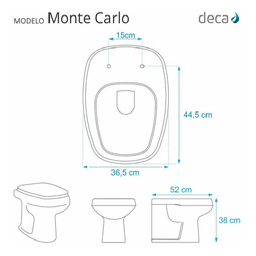 Tampa De Vaso Sanitário Laqueado Monte Carlo Deca Cinza Real - 2
