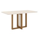 Ver imagem 1 de Mesa de Jantar Natalí 160 Cm Canto Arredondado com Vidro Nature Off White - Henn