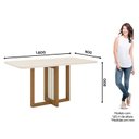 Ver imagem 2 de Mesa de Jantar Natalí 160 Cm Canto Arredondado com Vidro Nature Off White - Henn