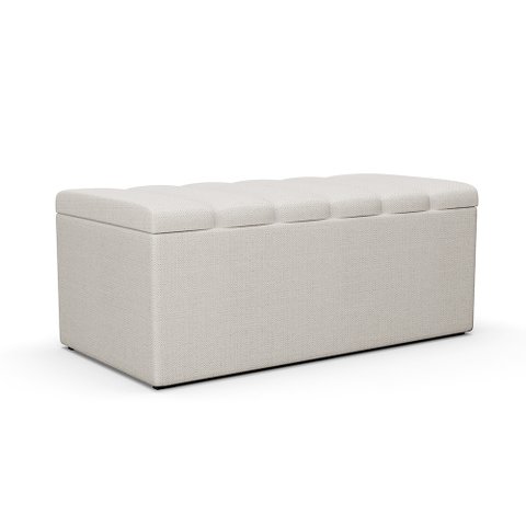 Calçadeira Recamier Baú Para Cama Box Solteiro Dália 100x50 Cm W01 Linho Champagne - Lyam Decor