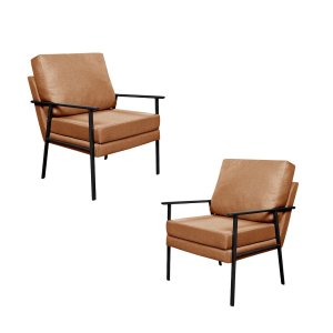 Kit 2 Poltronas Mona Iron Alta Qualidade Preto Sofisticado:terracota