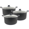 Kit com 3 Caçarolas Dona Chefa Anti Aderente Tampa de Vidro 24cm 26cm 28cm - 1