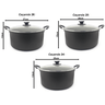 Kit com 3 Caçarolas Dona Chefa Anti Aderente Tampa de Vidro 24cm 26cm 28cm - 2