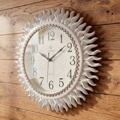 Relógio de Parede Místico Solar Branco Oriental Rustico 45cm