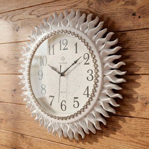 Relógio de Parede Místico Solar Branco Oriental Rustico 45cm