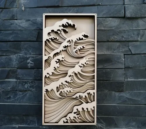 Painel em camadas mdf Ondas do mar 59cm - 2