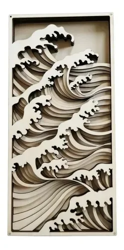 Painel em camadas mdf Ondas do mar 59cm - 1