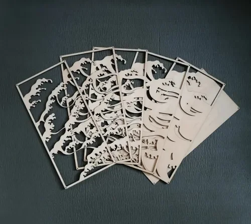 Painel em camadas mdf Ondas do mar 59cm - 3