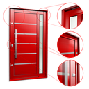 Ver imagem 3 de Porta Pivotante Alumínio Lambril Miraggio c/Pux.e.Elite Vermelho 240x130 Brimak