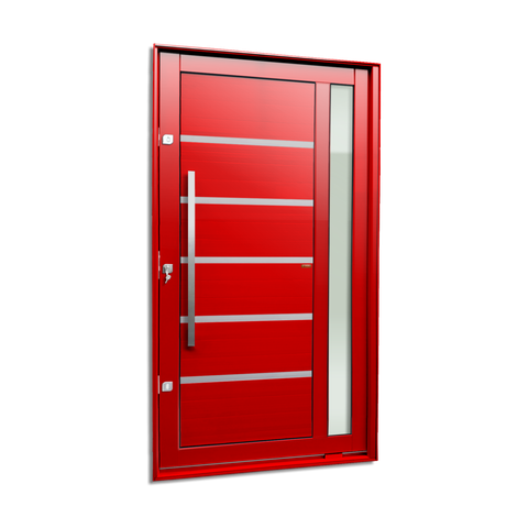 Porta Pivotante Alumínio Lambril Miraggio c/Pux.e.Elite Vermelho 240x130 Brimak