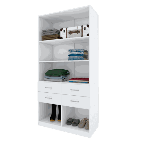 ARMÁRIO PRATELEIRAS E GAVETAS M113.2021.B (CLOSET LOJA) MUNDI MOVEIS