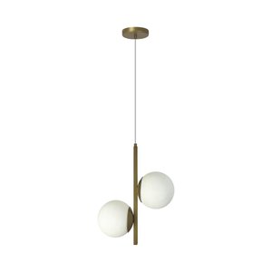PENDENTE DROP DUPLO DOURADO GLOBO LEITOSO Enerlux 3 Metros