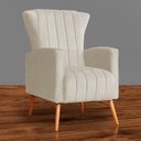 Ver imagem 1 de Poltrona Estofada Pés Palito Sala de Estar Melinda Suede Bege - LM DECOR