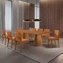 Ver imagem 1 de Sala de Jantar Noronha 8 Lugares Barril Cadeiras Bella Caramelo e Off 220cm Mobillare