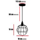 Ver imagem 2 de 3 Pendentes Aramado Globo Luminária Lustre Retrô Balcão Preto + 3 Lâmpadas Led St64 Vintage