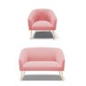 Kit 01 Namoradeira 02 Lugares e 01 Poltrona Stella Suede Rosê Pés Palito Natural - D'Rossi - 1