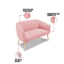 Ver imagem 5 de Kit 01 Namoradeira 02 Lugares e 01 Poltrona Stella Suede Rosê Pés Palito Natural - D'Rossi