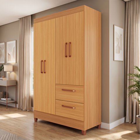 Guarda-Roupas Brilho 100% MDF 4 Portas 2 Gavetas