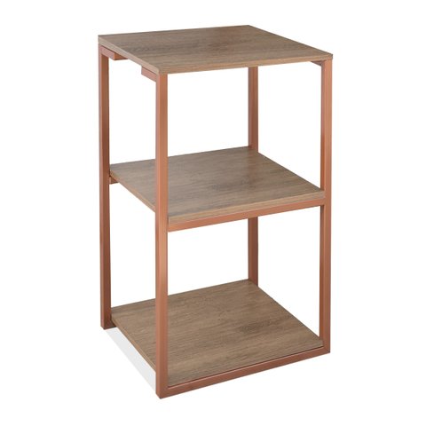 Aparador Prateleira Casa Quarto Base Cobre Tampo Madeira