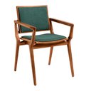 Ver imagem 1 de Cadeira para Mesa de Jantar Katy 59cm Madeira Maciça com Braço | Linho Verde - Sallar Home