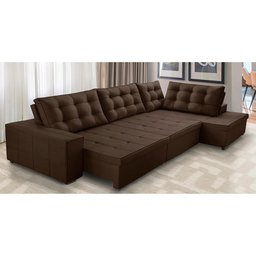 Sofá de Canto Direito Jacke Retrátil e Reclinável com Molas Suede 3,00x2,00 Adonai Estofados - 1