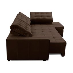 Sofá de Canto Direito Jacke Retrátil e Reclinável com Molas Suede 3,00x2,00 Adonai Estofados - 4