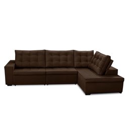 Sofá de Canto Direito Jacke Retrátil e Reclinável com Molas Suede 3,00x2,00 Adonai Estofados - 3