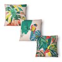 Ver imagem 4 de Kit 3 Capas de Almofada 43x43cm Microfibra Floral Arara Tropical Color