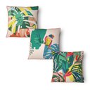 Ver imagem 4 de Kit 3 Capas de Almofada 43x43cm Microfibra Floral Arara Tropical Color